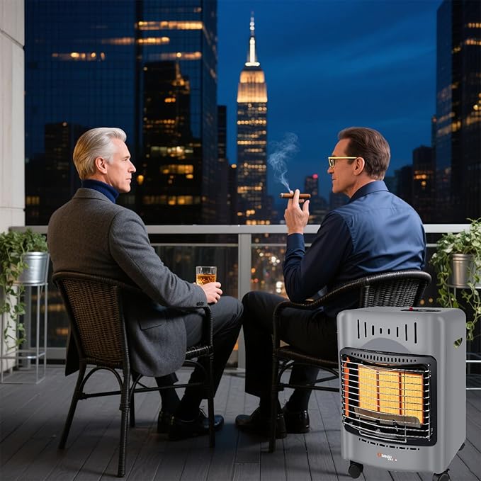 Propane Heater18000 BTU,Outdoor Heater with ODS Tip-over Protection, Propane Radiant Heater with Gas Regulator Hose for Patio,Garage,Camping Up to 450 Sq. Ft-Ruum Studio Home