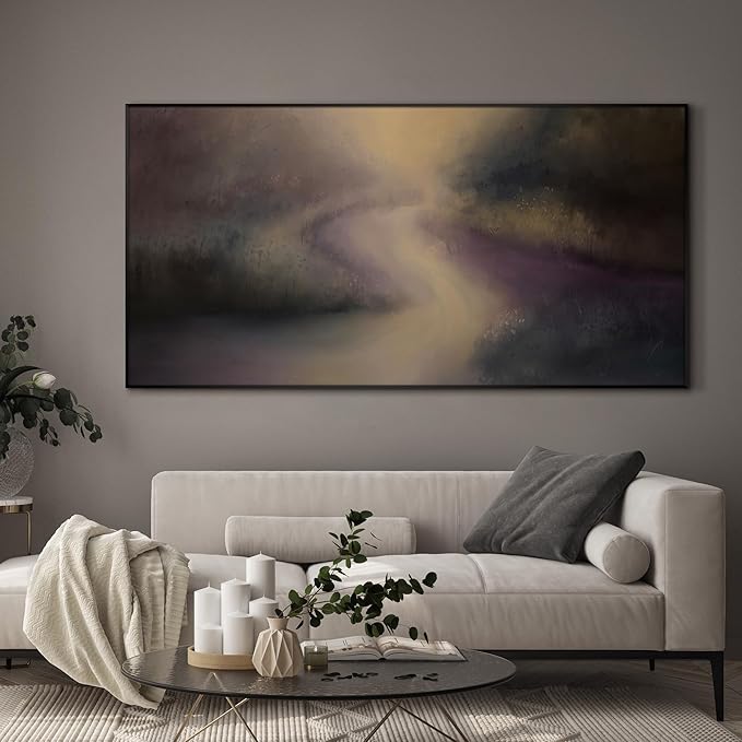 SIGNWIN 36"x72" Extra Large Framed Wall Art Golden Light River Path Dreamy Impressionist Landscape Illustration for Home Living Room Bedroom Decor (Frame Assembly Required)-Ruum Studio Home