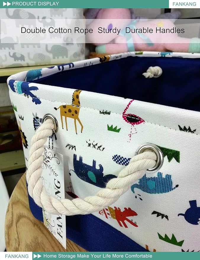 FANKANG Rectangular Laundry Basket Nursery Storage Fabric Storage Bin Storage Hamper,Gift Baskets (Animals)-Ruum Studio Home