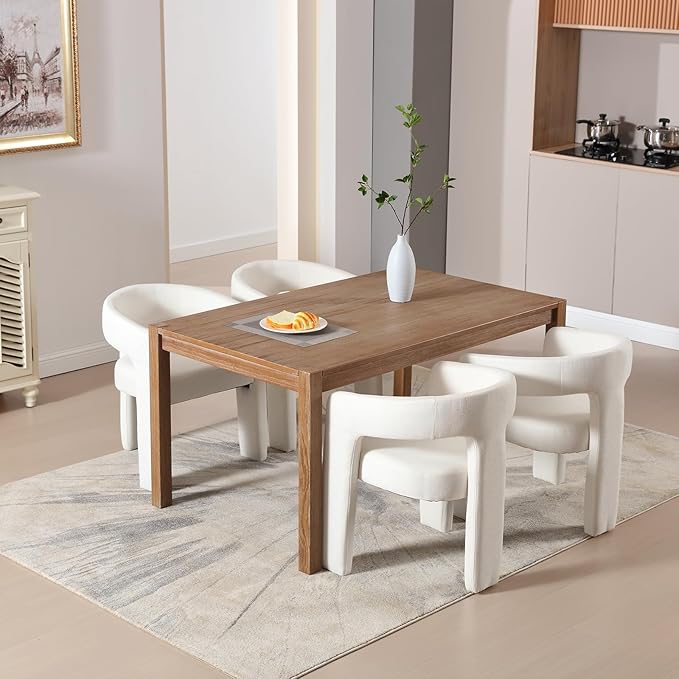 White Chenille Dining Chairs Set of 2, Modern Barrel Dining Room Chairs Upholstered Accent Chair with Arms and Round Back for Living Room Kitchen Armchair No Assembly Needed-Ruum Studio Home