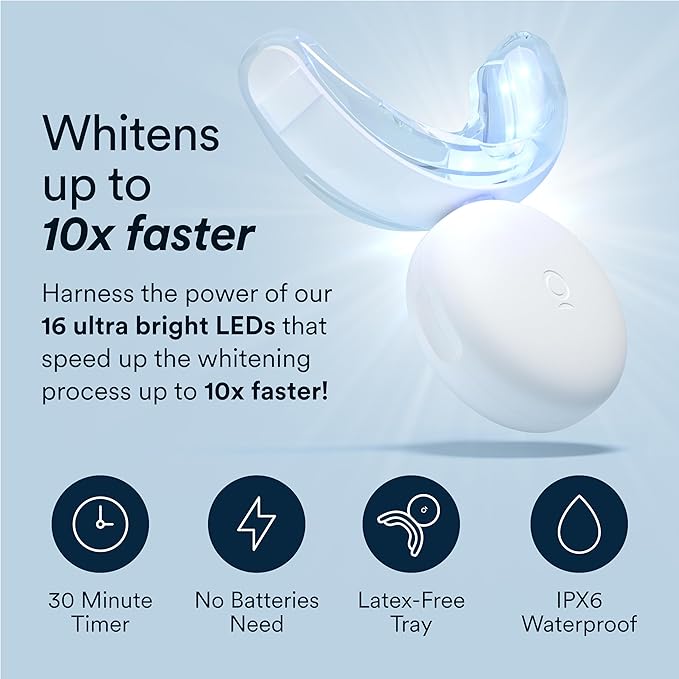 Auraglow Teeth Whitening Kit, LED Accelerator Light, 35% Carbamide Peroxide Teeth Whitening Gel, 20+ Whitening Treatments, Whitens up to 10 Shades in 7 Days-Ruum Studio Home