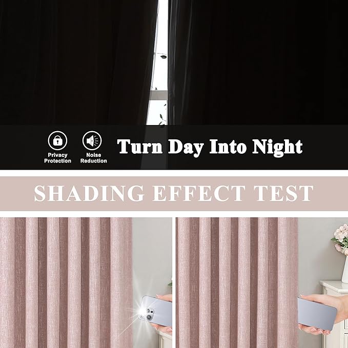 Vision Home Pink Total Blackout Curtains Pinch Pleated Room Darkening Window Panels 63 inch for Girls Bedroom Living Room Thermal Insulated Pinch Pleat Pink Drapes with Hooks Back Tab 40" Wx63 Lx2-Ruum Studio Home