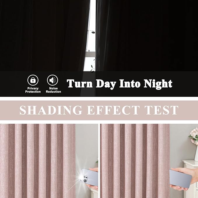 Vision Home Pink Pinch Pleated Full Blackout Curtains Room Darkening Window Panels 108 inch for Girls Bedroom Living Room Thermal Insulated Pinch Pleat Pink Drapes with Hooks Back Tab 40" Wx108 Lx2-Ruum Studio Home