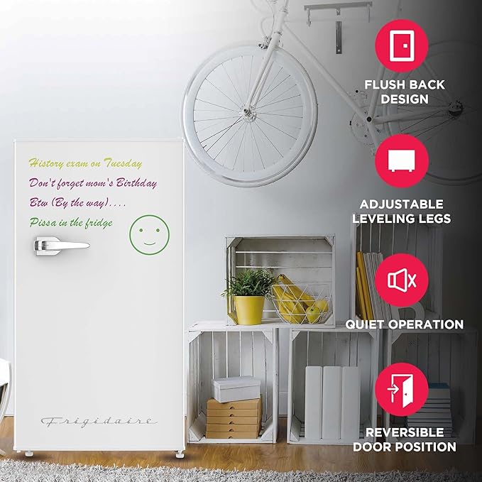 Frigidaire EFR331-WHITE 3.2 Cu ft Eraser Board Mini Compact Dorm Fridge (White)-Ruum Studio Home