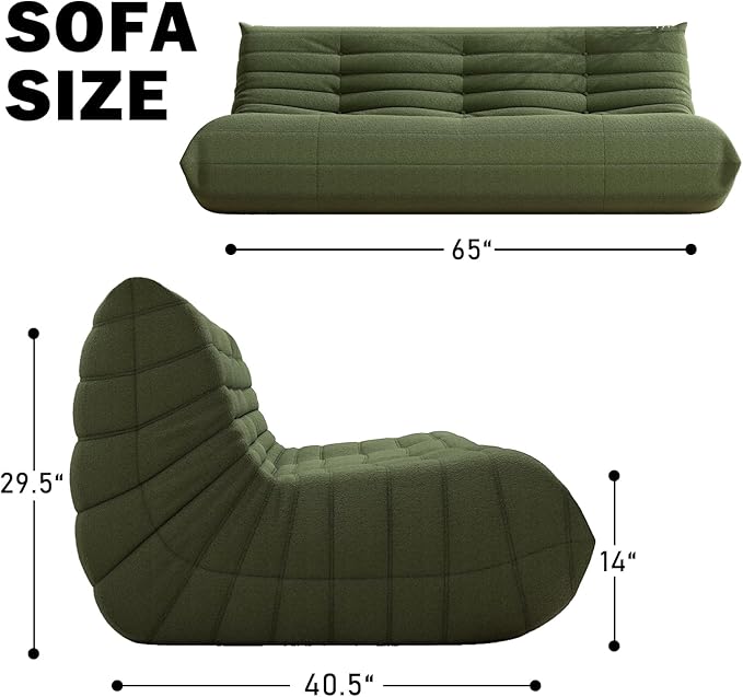 Big Bean Bag Chairs for Adults, 3 Seater Large Floor Sofa (Green)-Ruum Studio Home