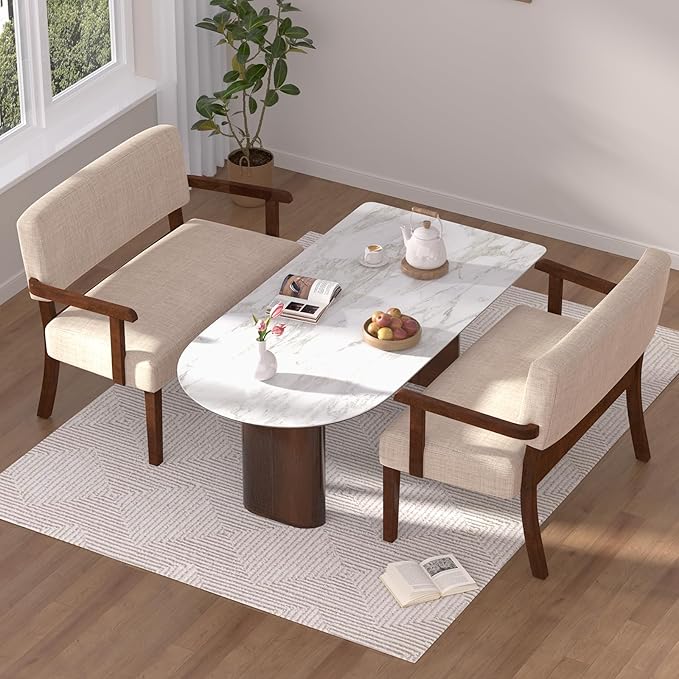 Accent Chair 2 Seat, Arm Chairs with Soft Seat and Armrests for Living Room, Love seat for Dining, Reading, and Waiting Rooms (Beige)-Ruum Studio Home