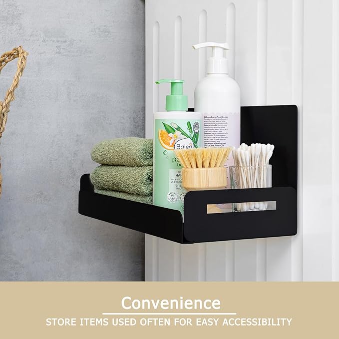 2-Pack Magnetic Spice Rack for Refrigerator - Heavy-Duty 20LB Capacity - Strong Magnetic Shelves for Classroom Whiteboards and Garage Tools, Kitchen Organizer for Utensils, Black-Ruum Studio Home