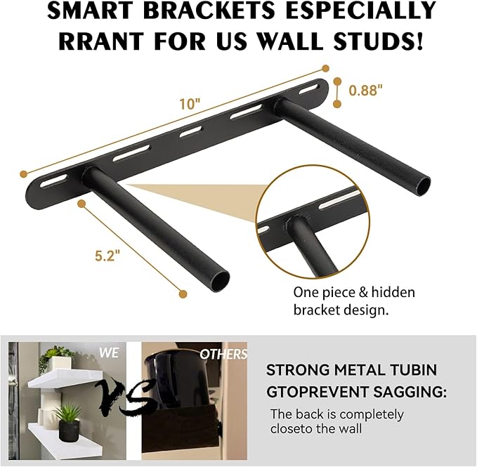 BGMG Wood Floating Shelves 16 inch Set of 2, Rustic Wooden Wall Mount Shelves for Bathroom Living Room Bedroom Kitchen Farmhouse -16x 6.7 x1.25 inch- White-Ruum Studio Home