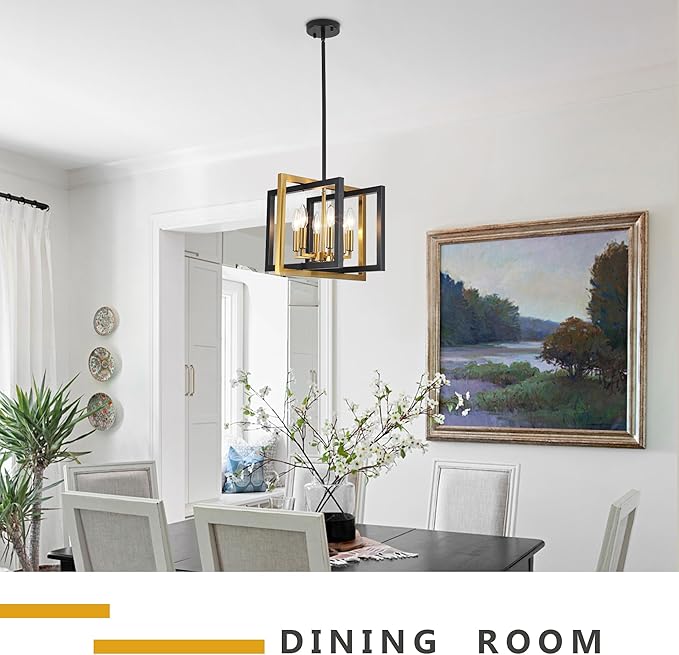 ANKYLHUA Black Gold Chandelier,6-Lights Ceiling Light Fixture E12,Adjustable Hight Pendant Lights Kitchen Island,Chandeliers for Dining Room,Bedroom,Entryway,Foyer-Ruum Studio Home