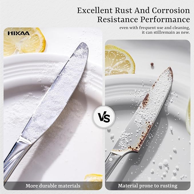 HIKAA Wave Design Silverware Set Service for 8, 40-Piece Artistic Stainless Steel Flatware Set with Fibonacci Pattern, Heavy Duty Mirror Polished Cutlery Set-Ruum Studio Home