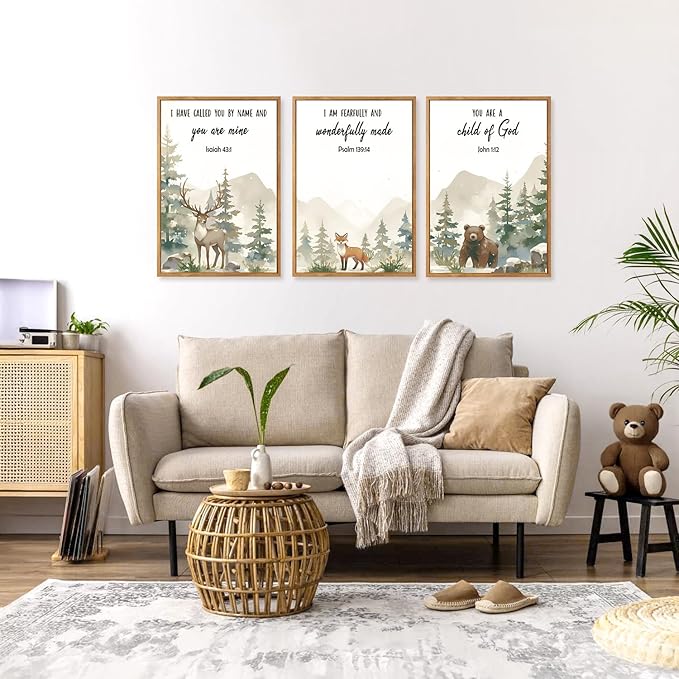 HPNIUB Bible Verses Canvas for Kids, You are A Child of God Scripture Wall Art, Jungle Animals Christian Religious Wall Decor, Ready to Hang for Nursery, Classroom, Bedroom, Playroom- 16"x24"x3-Ruum Studio Home