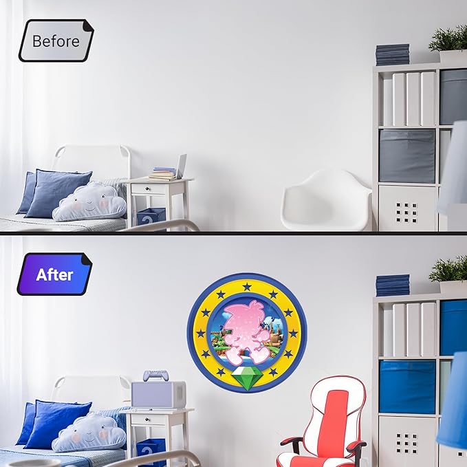 Speed Hero Wall Decal – Removable Vinyl Wall Art with Chaos Emerald Design – Gaming Room, Bedroom & Playroom Decor (Speed Hero)-Ruum Studio Home