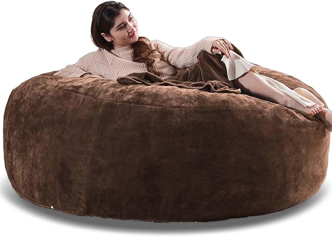 6FT,Oversized Bean Bag Chairs for Adults,Giant beanbag with Filler Included，Fluffy Memory Foam,Soft and Comfy Corduroy Fabric,Gaming Chairs Suitable for Living Room and Bedroom (Coffee Color, 6 Foot)-Ruum Studio Home