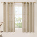 LAMIT Linen Blended Window Curtains 63 inch Length for Bedroom, Soft Semi Sheer Light Filtering Burlap Curtain Panles with Bronze Grommet Drapes for Living Room, 2 Panels Set, 52 x 63 Inch, Brown-Ruum Studio Home