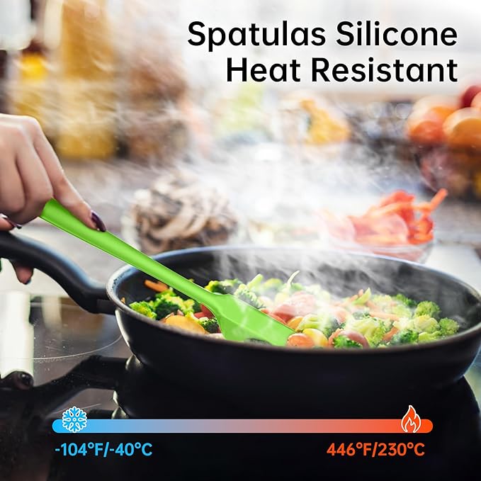 Barsone 5-Piece Silicone Spatula Set（ Heat Resistant 446°F Food Grade BPA Free, Nonstick Cookware Safe Dishwasher Safe Kitchen Tools for Baking, Cooking, Stirring, Green）-Ruum Studio Home