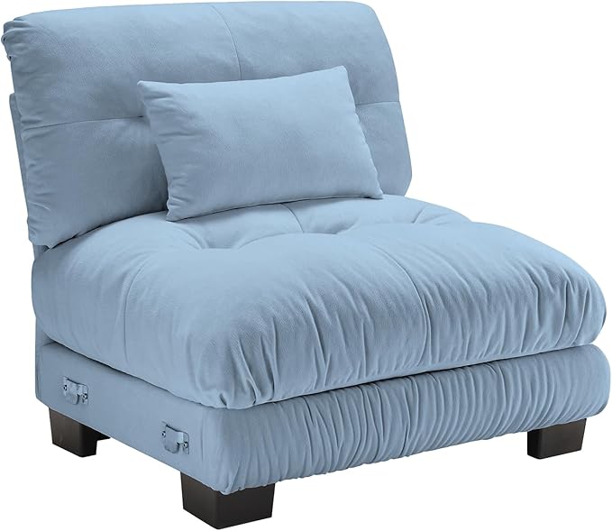 Armless Sofa W/1 Pillow - Blue-Ruum Studio Home
