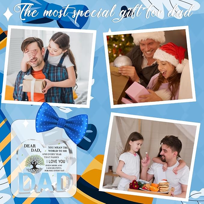 Best Dad Ever Gift from Daughter Son - Acrylic Heart-Shaped Plaque Father’s Day Birthday Gift - Unique Keepsake Desk Decor with Personalized Message-Ruum Studio Home