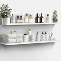 LaVie Home Floating Shelves, 47 Inch Wall Shelf Set of 2, Hanging Shelf with Invisible Brackets, Wall Decor for Bathroom, Bedroom, Living Room, Kitchen Storage, Modern White-Ruum Studio Home