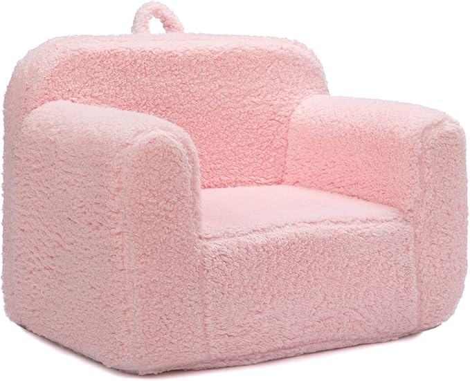 ALIMORDEN Kids Ultra-Soft Snuggle Foam Filled Chair, Toddler Cuddly Sherpa Reading Couch for Boys and Girls, Pink-Ruum Studio Home