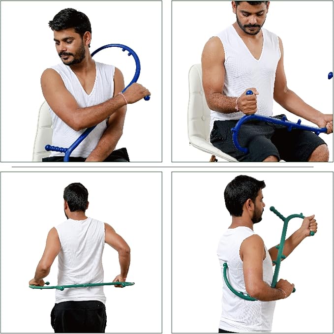 2 Pack Massage Trigger Point Cane, Body Deep Tissue, Handheld Back, Neck, Shoulder, Leg and Feet Massager Rod, Muscle Release Tool Self Massage Hook Cane for Women & Men, Blue & Green-Ruum Studio Home