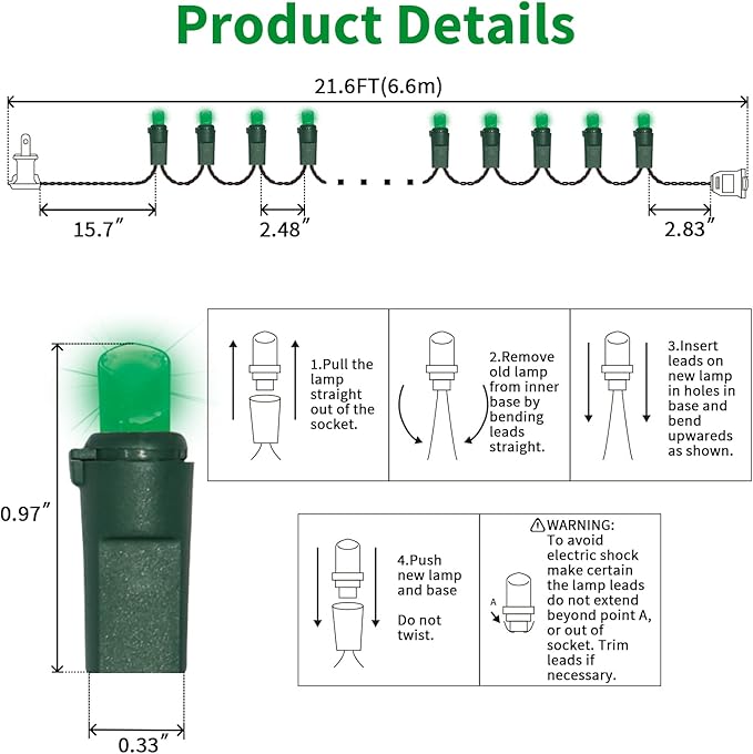 100 Count Green- String Lights - 21.6FT LED Christmas Lights, Mini led Lights for Indoor Outdoor Home Holiday Party Wedding Independence Day Decoration-Ruum Studio Home
