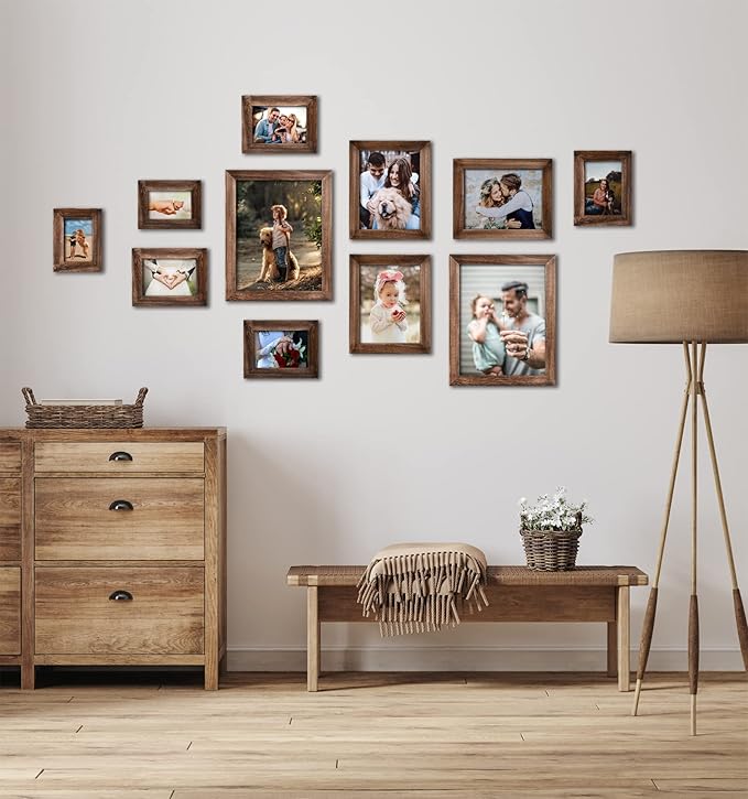 Yaetm 5x7 Picture Frame Distressed Wood, Rustic Solid Wood Photo Frame 5 x 7, Display for Tabletop and Wall, High Definition Glass, Carbonized Black (2 pack)-Ruum Studio Home