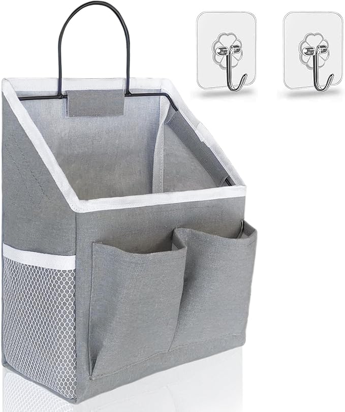 1pcs Small Wall Hanging Baskets for Organizing, Hanging Storage Bag as Over the Door Organizer, Wall File Organizer, Rv Storage and Organization. For Bedroom, Office, Camper (1pcs Gray)-Ruum Studio Home