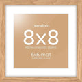Homeforia 8x8 Picture Frames Wood, High-End Natural Oak 8 x 8 Square Frames with Mat 6 by 6 inch Photo, 8by8 Light Wooden Frames Matted to 6x6 Print, Tabletop Frame, Tempered Glass, Wall Kit, Set of 1-Ruum Studio Home