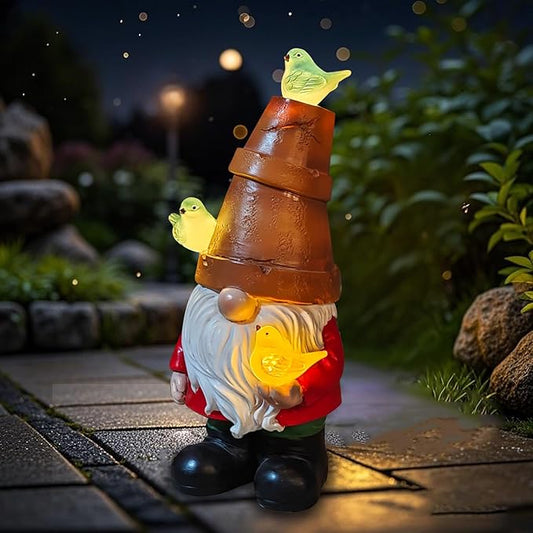 COWOS Solar Garden Figurine, Cute Resin Gnome Sculpture, Garden Statues Outdoor Decor, Funny Gnome Gift Sculpture Decoration for Home Patio Yard Lawn Porch Ornament-Ruum Studio Home