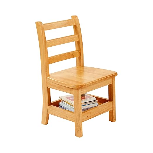 ECR4Kids Three Rung Ladderback Chair with Storage, 12in Seat Height, Classroom Seating, Honey, 2-Pack-Ruum Studio Home