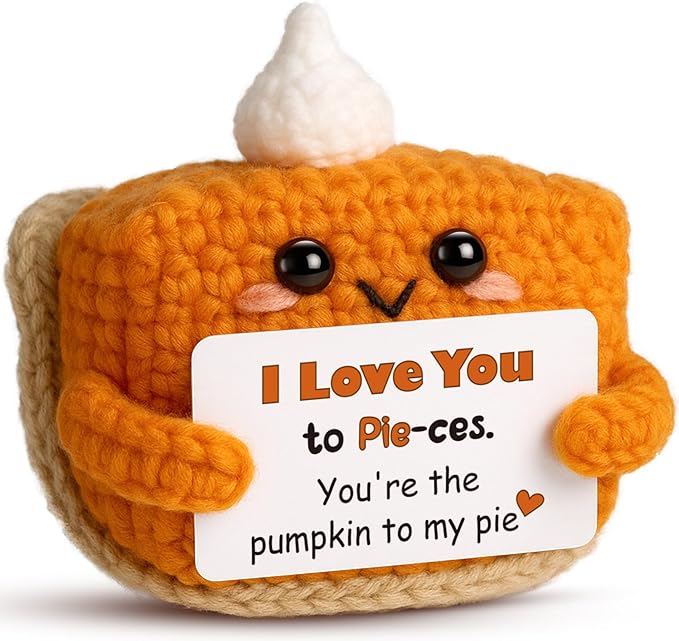 I Love You Handmade Crochet Pumpkin Pie Present, Gifts for Him Her Boyfriend Girlfriend, Anniversary Wedding Valentine’s Day Romantic Fall Decor Birthday Gifts for Women Men, Couple Wife Husband-Ruum Studio Home
