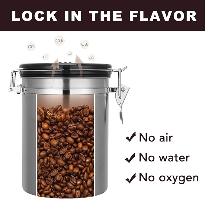 ShanSon Coffee Canister Airtight Stainless Steel Kitchen Food Storage Container with Date Tracker for Beans Grounds Tea Flour Cereal Sugar, 22OZ, Silver-Ruum Studio Home