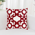 HWY 50 Red Decorative Throw Pillow Covers 18x18 Inch (1 Piece), Embroidered Cotton Farmhouse Cushion Cover Pillow Case for Sofa Couch Living Room Bed, Geometric-Ruum Studio Home
