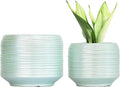8 Inch + 6 Inch Ceramic Plant Pots Indoor with Drainage – Flower Pot Set, Decorative Indoor Planters for House Plants and Garden Use-Ruum Studio Home