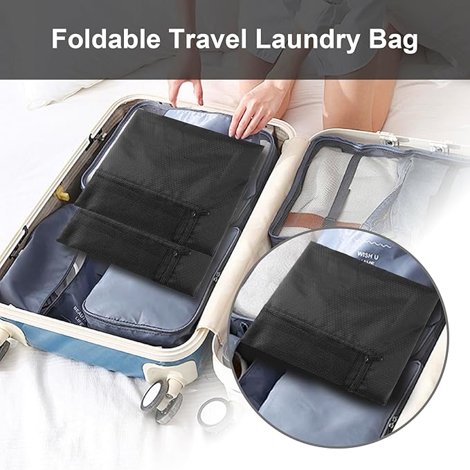 Femuar Laundry Bag Backpack Durable Laundry Bag with Shoulder Straps and Mesh Pockets Portable Laundry Dirty Clothes Hamper Bag for College Dorm (Black)-Ruum Studio Home