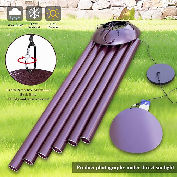 ASTARIN Extra Large Wind Chimes Outside, 2.4in Tubes Metal Handcrafted WindChimes with Deep Tone, Harmonic Deep Sound Outdoor Chimes,Outdoor Bass Bell Chime for Patio,Garden Yard Decoration,78" Bronze-Ruum Studio Home