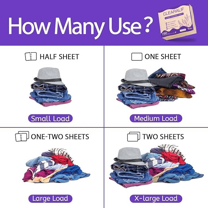 CLEARALIF Laundry Detergent Sheets, Lavender,Up to 480 Loads - Great For Travel,Apartments, Dorms,Laundry Detergent Strips Eco Friendly & Hypoallergenic (Pack of 3)-Ruum Studio Home