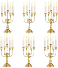 Sziqiqi Candelabra Candle Holder Gold Set of 6-5-arm Metal Candlestick Holders for Taper Candles for Centerpieces Table Wedding Christmas Fireplace Decor Birthday-Ruum Studio Home