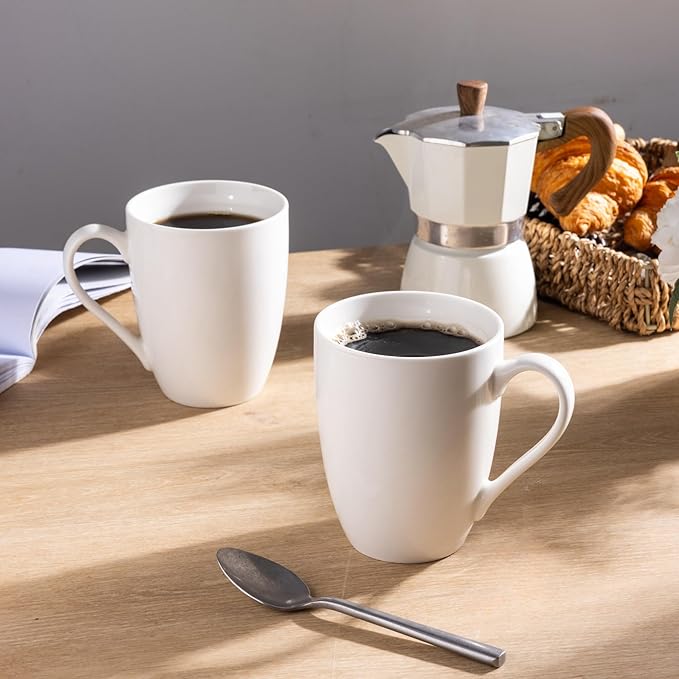 GBHOME 16oz Coffee Mugs Set of 6, Large Ceramic Coffee Mugs for Man, Woman, Dad, Mom, Modern Coffee Mugs Set with handle for Tea/Latte/Cappuccino/Milk/Cocoa. Dishwasher&Microwave Safe,White-Ruum Studio Home