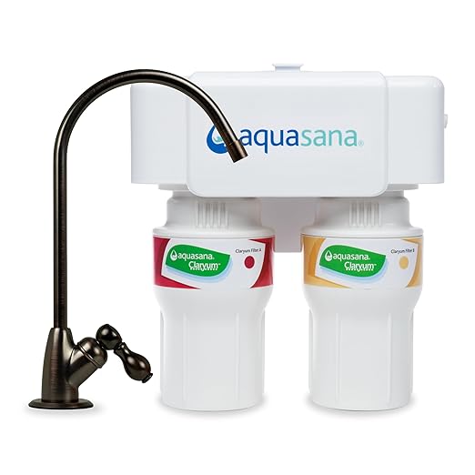 Aquasana Under Sink Water Filter System - Reduces PFAS, Lead, & Chlorine in Drinking Water - Under Counter Claryum Filtration for Kitchen - 2-Stage - Oil-Rubbed Bronze Faucet - AQ-5200.62-Ruum Studio Home