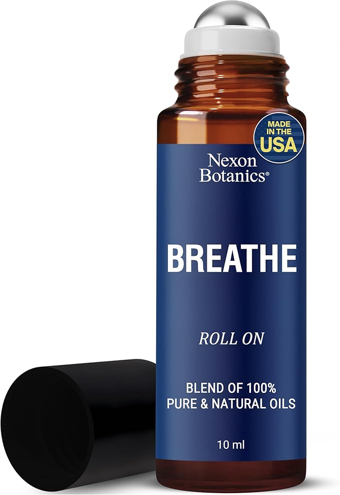 Breathe Essential Oil Roll-On Blend 10 ml - Pure Eucalyptus, Peppermint & Rosemary Oils Roller for Clear Breathing & Respiratory Support - Nexon Botanics-Ruum Studio Home