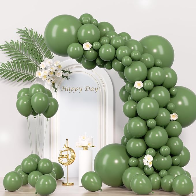 130pcs Sage Green Balloons Different Sizes 18" 12" 10" 5" Olive Green Balloons for Birthday Graduation Baby Shower Wedding Anniversary New Year Party Decorations-Ruum Studio Home