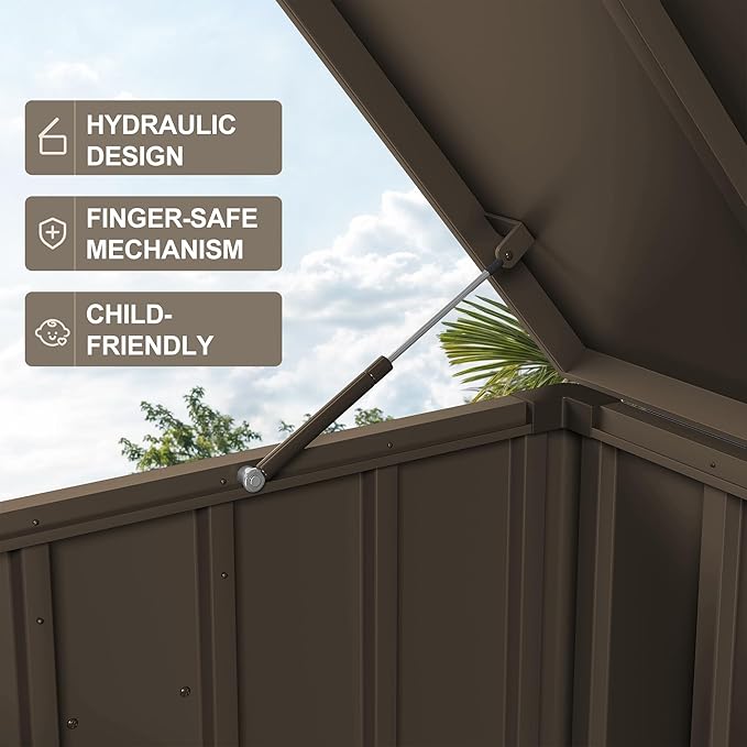 PURPLE LEAF Outdoor Deck Box 120 Gallon Waterproof Lockable Storage Box Container with Lid Deck Organization for Patio Cushions Side Table Pool Accessories Garden Tools, Brown-Ruum Studio Home