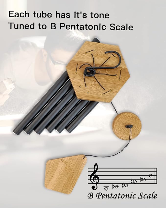 Wind Chimes Outdoor Deep Tone, 30 Inches Wind Chimes Outdoor, Memorial Wind Chimes with Hook as Gifts for Mother's Day/Housewarming/Christmas, Patio, Garden, Yard, Home Décor. Black-Ruum Studio Home