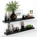 Homeforia Floating Black Shelf 42 inch, High End Solid Real Wood 42 inches Long Floating Shelves for Wall, Black Wooden 42inch Large Floating Shelves, Heavy Duty Bracket, 42 X 6.5 X 1.75 in, Set of 2-Ruum Studio Home