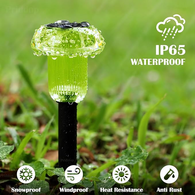 Halloween Solar Lights Outdoor 8 Pack Green LED Waterproof Mushroom Outside Lights for Yard Garden Patio Pathway Walkway Landscape Halloween Decorations-Ruum Studio Home