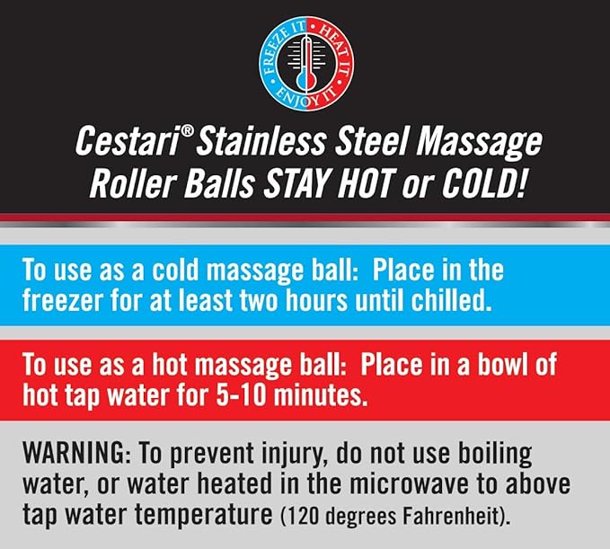 Cryosphere Massage Ball Hot Cold Roller Ball - Fast Muscle Pain Relief - Stainless Steel Balls for Heat or Ice Therapy - Feet Pain - Plantar Fasciitis- Back Ache - Foot Massager - 60 mm Ice Roller-Ruum Studio Home