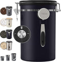 Veken Coffee Canister, 39OZ Large, Airtight Stainless Steel Food Storage Container for 2.2lbs Coffee Beans, Ground, Sugar, Tea, Flour, Rice, Cereal, Cookies Jars, Bar Accessories & Gifts, Black-Ruum Studio Home