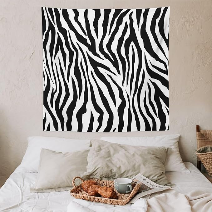 HZOHNAGO Zebra Print Tapestry Nature Wild Animals Black and White Stripe Printed Wall Tapestry Painting Wall Hanging for Bedroom Living Room Dorm 60" W x 60" H-Ruum Studio Home