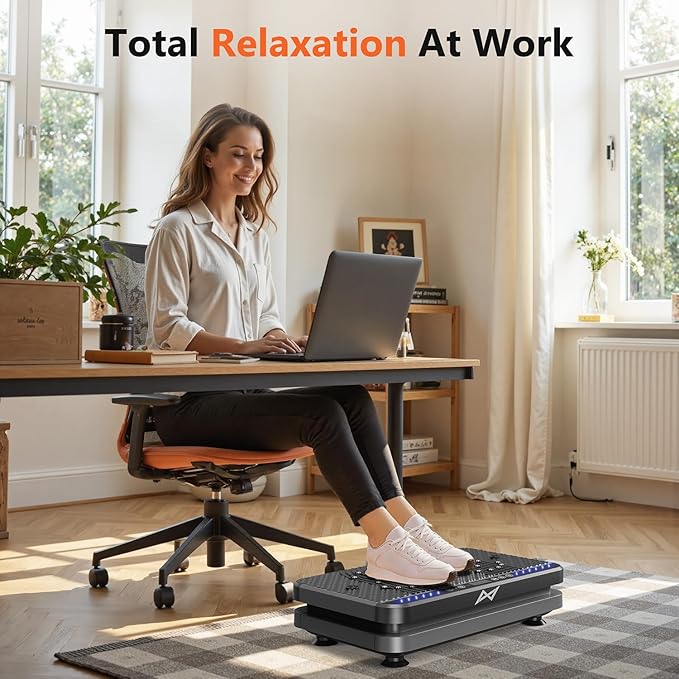 AXV Vibration Plate Fitness Platform Exercise Machine Vibrating Lymphatic Drainage Shaking Full Body Shaker Workout Vibrate Stand Shake Board Sport Gym for Weight Loss Fat Burner for Women Men-Ruum Studio Home